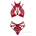 Hot Selling Sexy Red Lingerie Bra Panty Set